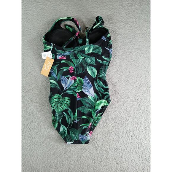 Kona Sol One Piece Swimsuit Womens Small (4-6) Green Padded Floral Print NWT - Picture 7 of 10